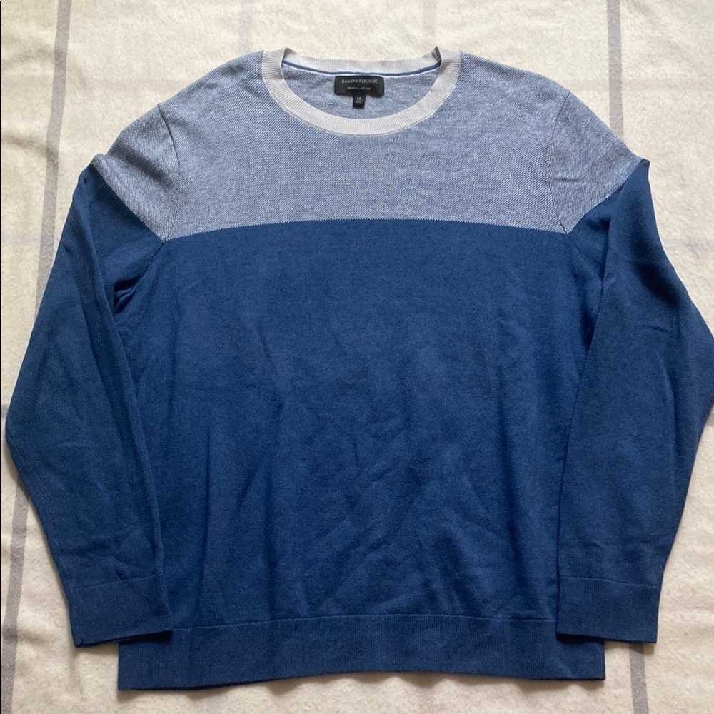 Banana Republic Blue Colorblock Men's Sweater Size Extra Large